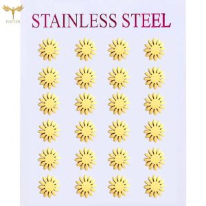 Sun Flower Stud Earrings – Kawaii Stainless Steel Jewelry for Women