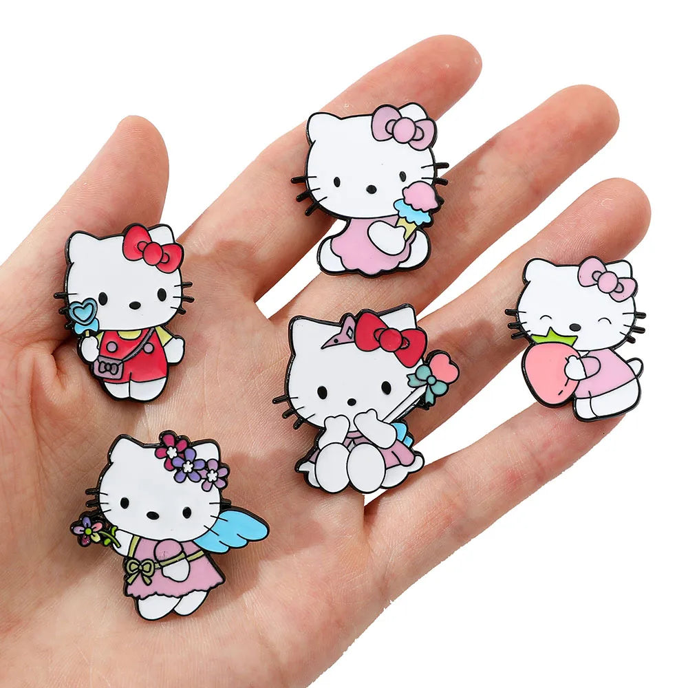 Cute Cartoon KT Cat Brooch Set - Image 4
