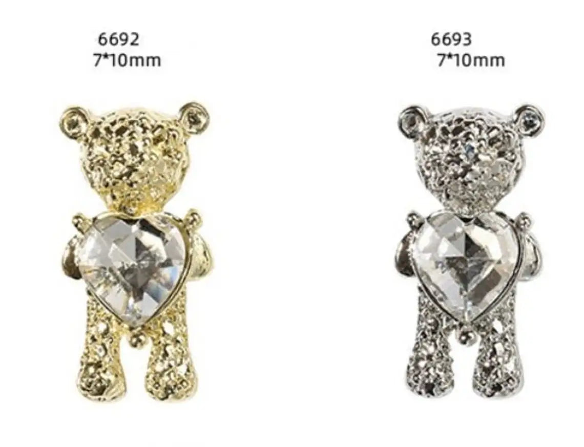 10Pcs Kawaii Cartoon Bear Rhinestone Nail Charms - Image 4