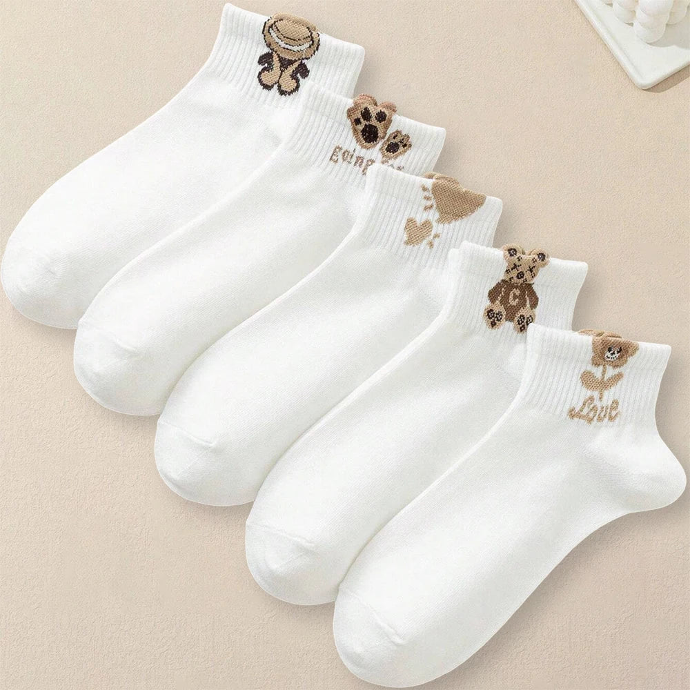 Women's Cartoon Teddy Bear Ankle Socks – Fashionable & Comfortable Footwear - Image 4