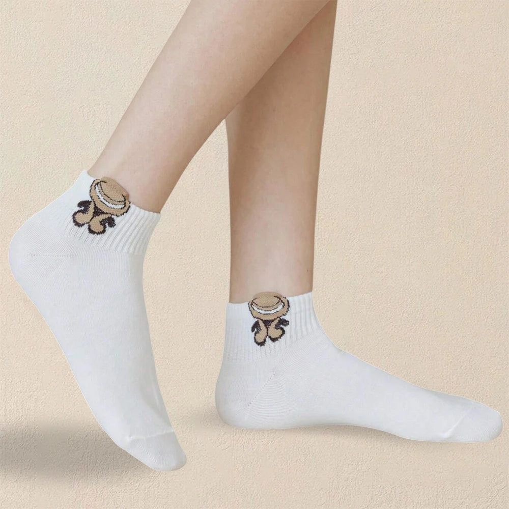 Women's Cartoon Teddy Bear Ankle Socks – Fashionable & Comfortable Footwear - Image 2