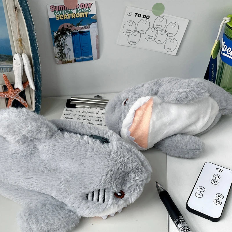 Large Capacity Plush Ocean Shark Pencil Case