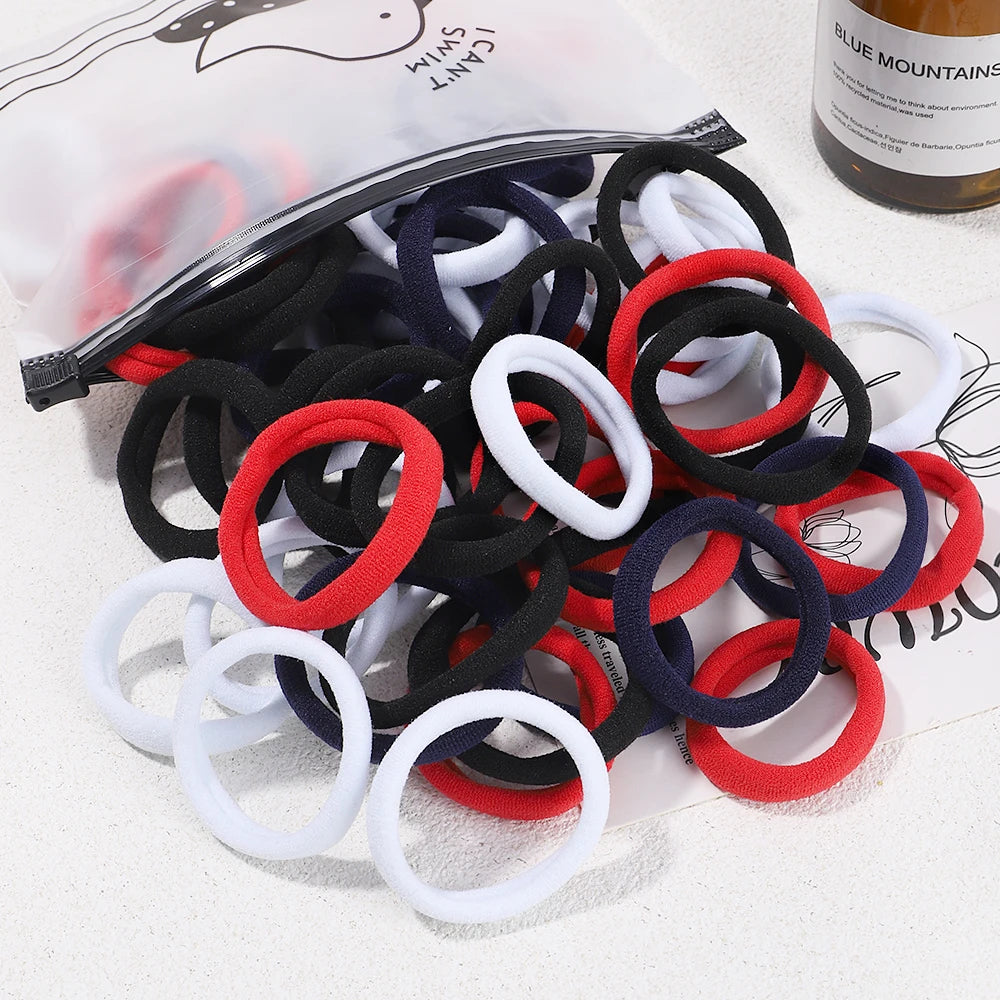 Girls Solid Color Elastic Hair Bands – Korean Style Accessories - Image 17