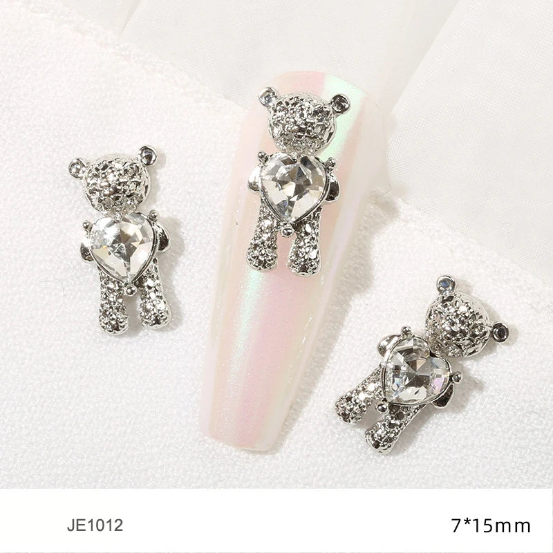 10Pcs Kawaii Cartoon Bear Rhinestone Nail Charms - Image 9