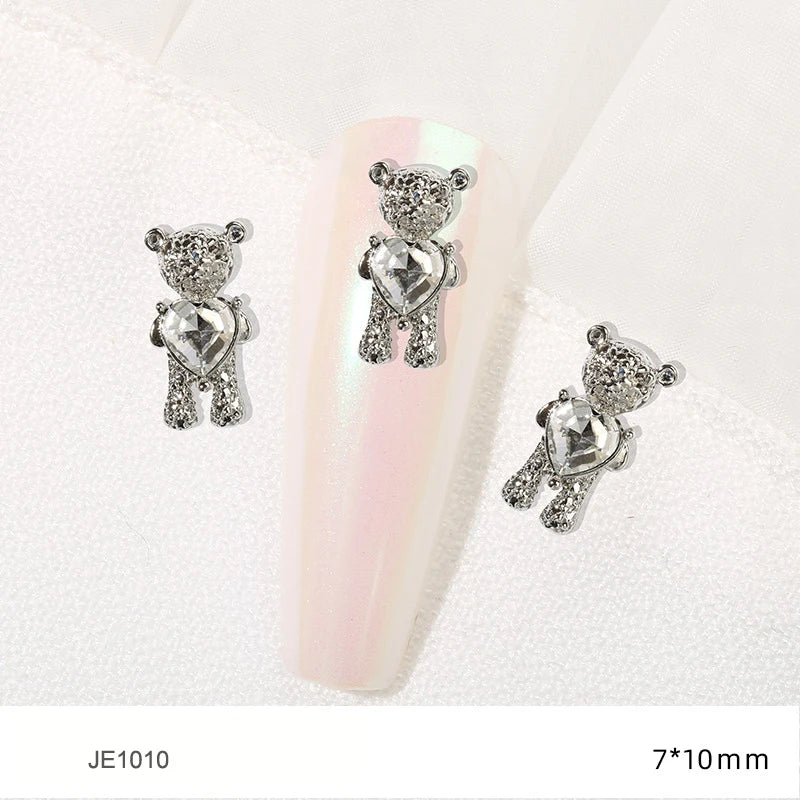 10Pcs Kawaii Cartoon Bear Rhinestone Nail Charms - Image 22