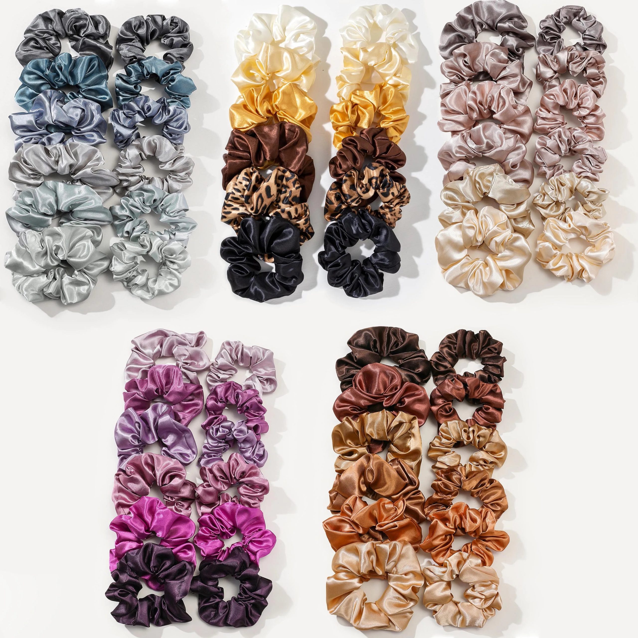 12PCS Soft Satin Colorful Large Intestine Hair Band Hair Accessories - Image 2
