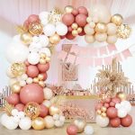 Retro Pink White Gold Balloon Garland Arch Kit