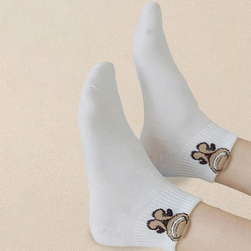 Women's Cartoon Teddy Bear Ankle Socks – Fashionable & Comfortable Footwear - Image 3