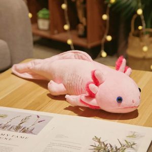 Kawaii Colorful Newt Plush Toy – Fuzzy Axolotl Salamander Pillow for Kids