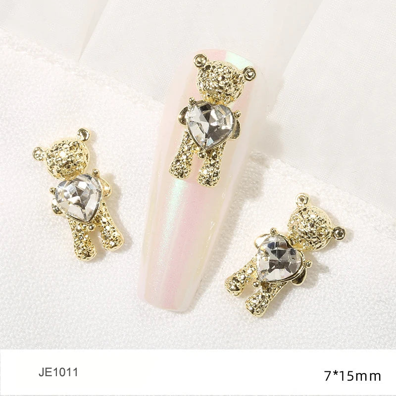 10Pcs Kawaii Cartoon Bear Rhinestone Nail Charms - Image 21