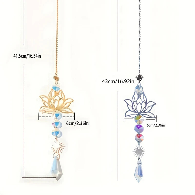 1Pc Metal Lotus and Artificial Crystal Suncatcher Charm - Image 4