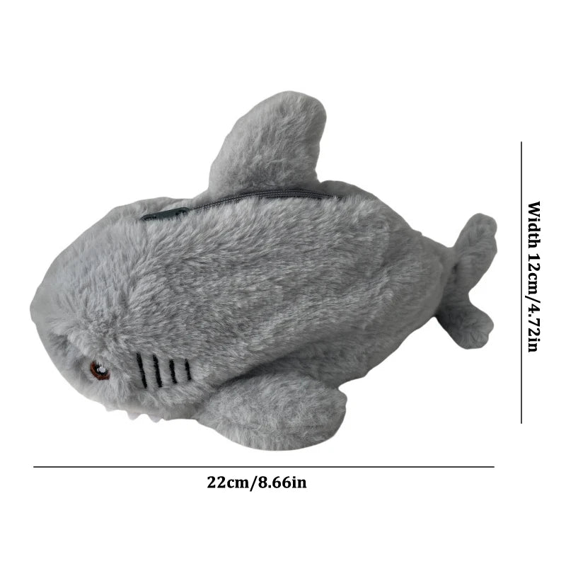 Large Capacity Plush Ocean Shark Pencil Case - Image 5