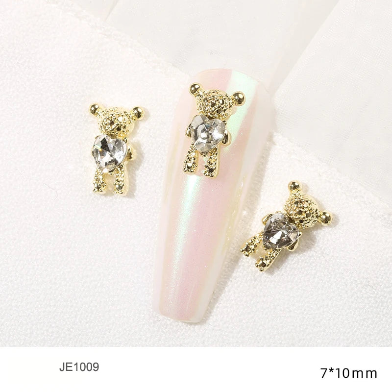 10Pcs Kawaii Cartoon Bear Rhinestone Nail Charms - Image 26