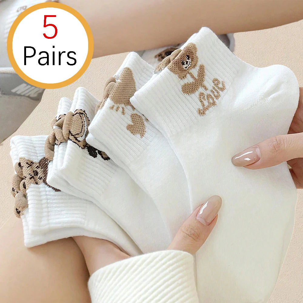 Women's Cartoon Teddy Bear Ankle Socks – Fashionable & Comfortable Footwear - Image 14