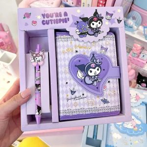 Sanrio Notebook and Stationery Set – Kuromi, Hello Kitty, Cinnamoroll