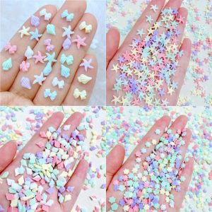 30pcs Resin Nail Charms – Kawaii 3D Shell & Jellyfish Nail Art