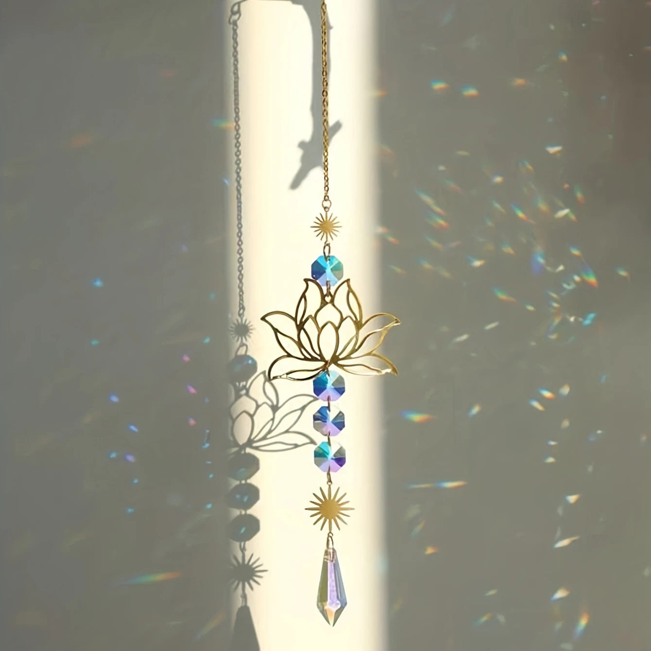 1Pc Metal Lotus and Artificial Crystal Suncatcher Charm - Image 8