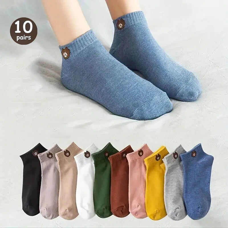 Women's Cartoon Teddy Bear Ankle Socks – Fashionable & Comfortable Footwear - Image 7