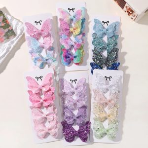 Girls Cute Sequins Double Butterfly Hair Clips