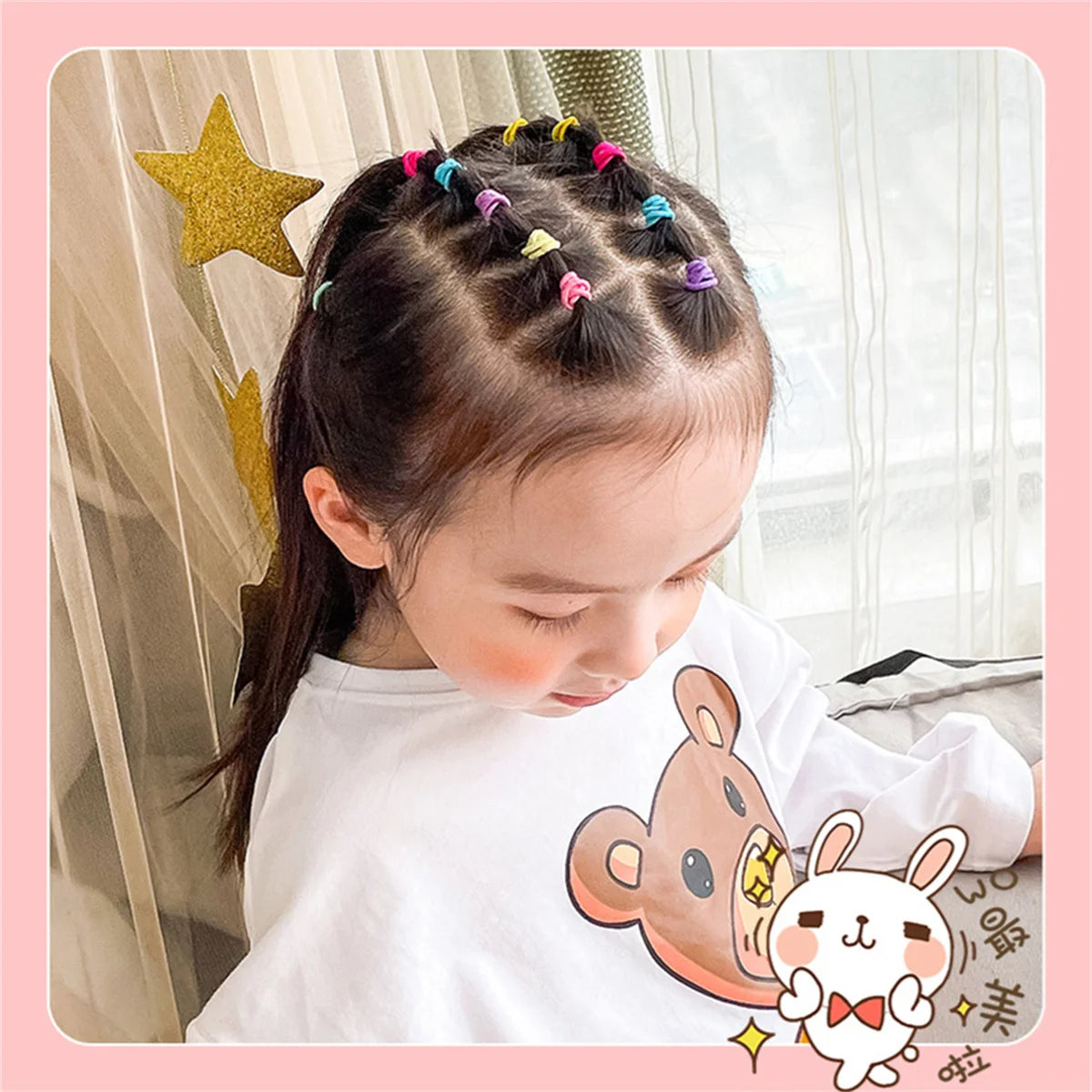 100PCS Colorful Nylon Elastic Hair Ties – Perfect for Girls - Image 2