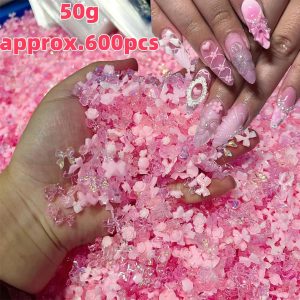 Pink Bowknot Heart Shaped Mixed Nail Decorations