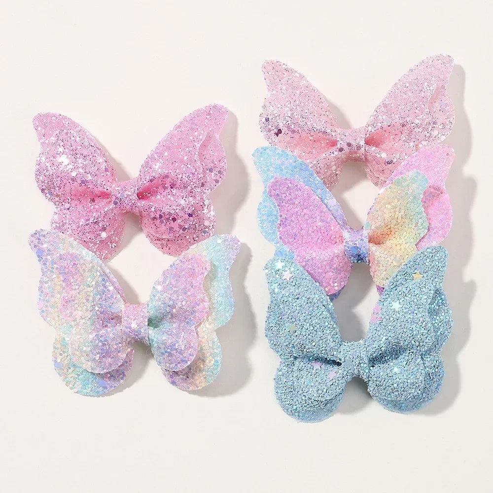 Girls Cute Sequins Double Butterfly Hair Clips - Image 18