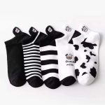 Charming Cartoon Animal Print Short Socks – 5 Pairs for a Playful Wardrobe