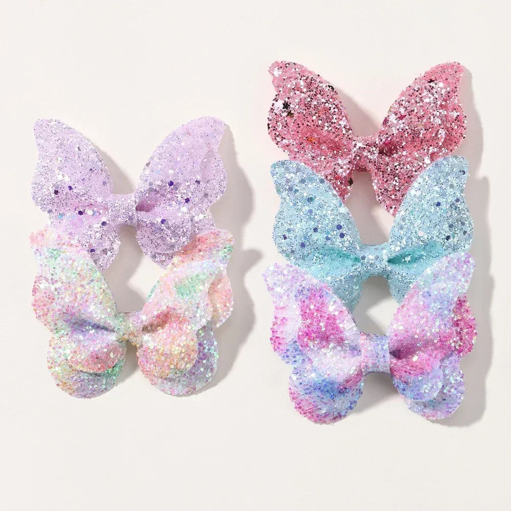 Girls Cute Sequins Double Butterfly Hair Clips - Image 10