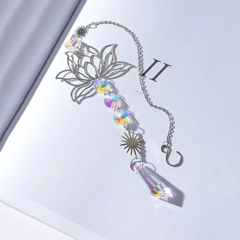 1Pc Metal Lotus and Artificial Crystal Suncatcher Charm - Image 7