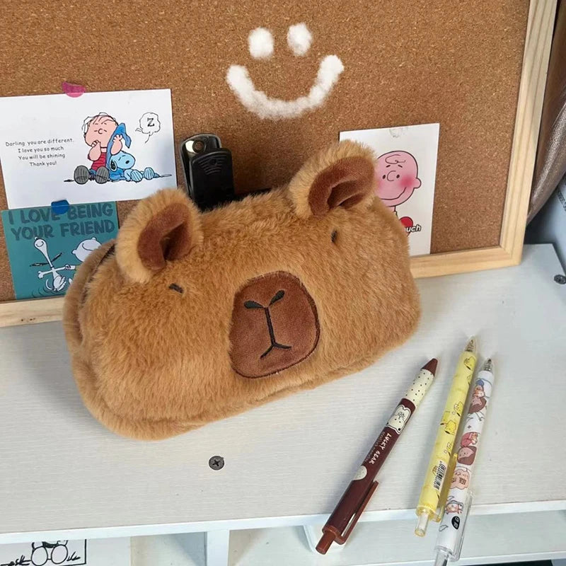 Cute Plush Capybara Pencil Storage Bag - Image 4