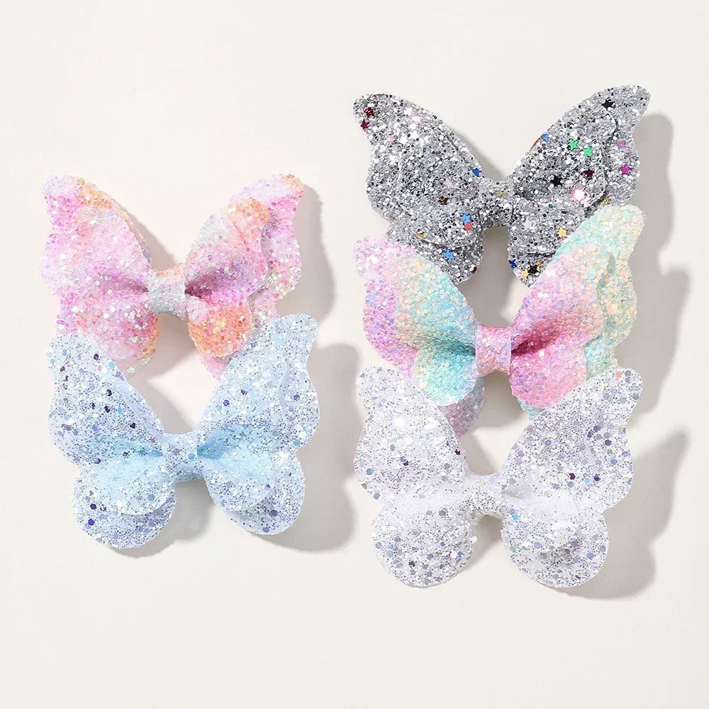 Girls Cute Sequins Double Butterfly Hair Clips - Image 15