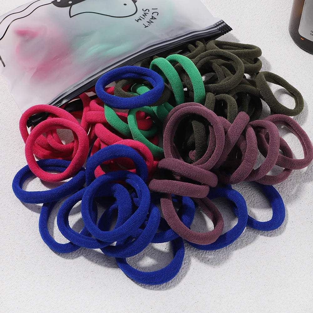 Girls Solid Color Elastic Hair Bands – Korean Style Accessories - Image 10